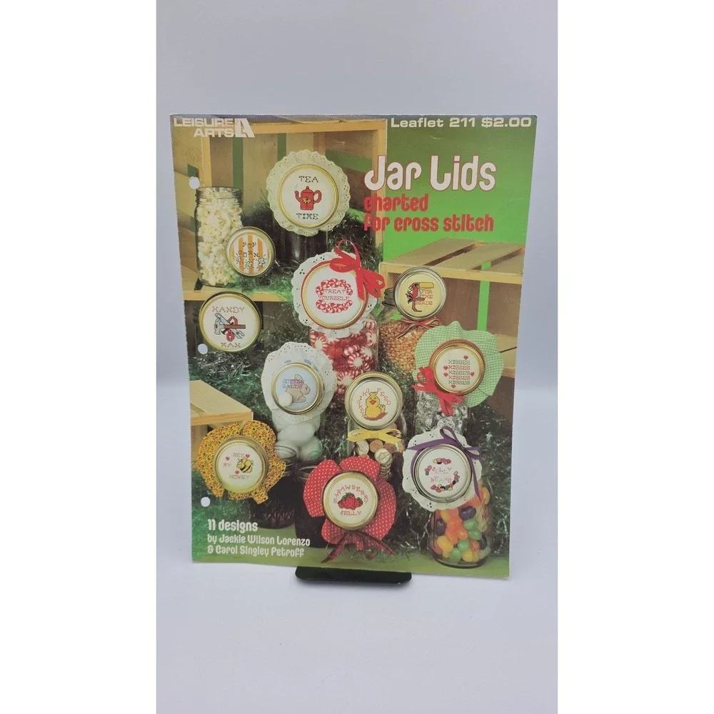 Jar Lids Charted for Cross Stitch, 1982, Leaflet 211, Cross Stitch Pattern
